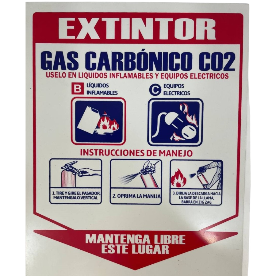 LETRERO DE SENALIZACION 25 X 20 CM STANDARD EXTINTOR CO2 CEDICOL CO